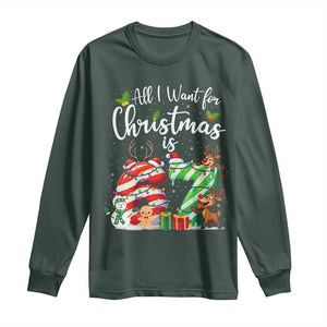 All I Want For Christmas Is 67 Long Sleeve Shirt Trending Meme Holiday Gift TS12 Dark Forest Green Print Your Wear