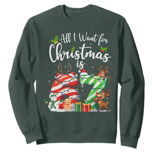 All I Want For Christmas Is 67 Sweatshirt Trending Meme Holiday Gift TS12 Dark Forest Green Print Your Wear