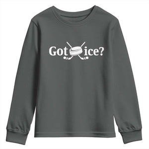 Got Ice Youth Sweatshirt Funny Hockey Lover Gift TS12 Dark Heather Print Your Wear