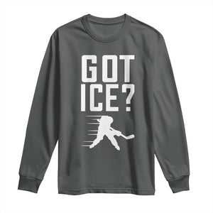 Got Ice Long Sleeve Shirt Funny Youth Ice Hockey Gift TS12 Dark Heather Print Your Wear