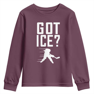 Got Ice Youth Sweatshirt Funny Youth Ice Hockey Gift TS12 Maroon Print Your Wear