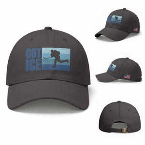 Got Ice Baseball Cap Ocean Blue Retro Ice Hockey Sport Lover Gift TS12 Baseball Cap Universal Fit Dark Gray Print Your Wear