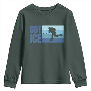Got Ice Youth Sweatshirt Ocean Blue Retro Ice Hockey Sport Lover Gift TS12 Dark Forest Green Print Your Wear