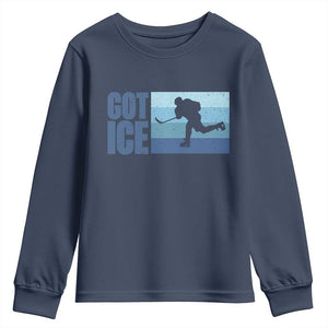 Got Ice Youth Sweatshirt Ocean Blue Retro Ice Hockey Sport Lover Gift TS12 Navy Print Your Wear