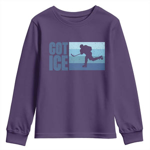 Got Ice Youth Sweatshirt Ocean Blue Retro Ice Hockey Sport Lover Gift TS12 Purple Print Your Wear