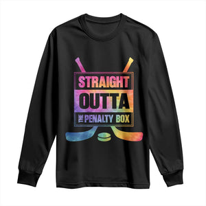 Straight Outta The Penalty Box Long Sleeve Shirt Tie Dye Effect Hockey Player Gift TS12 Black Print Your Wear