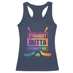 Straight Outta The Penalty Box Racerback Tank Top Tie Dye Effect Hockey Player Gift TS12 Navy Print Your Wear
