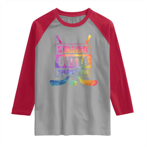 Straight Outta The Penalty Box Raglan Shirt Tie Dye Effect Hockey Player Gift TS12 Sport Gray Red Print Your Wear