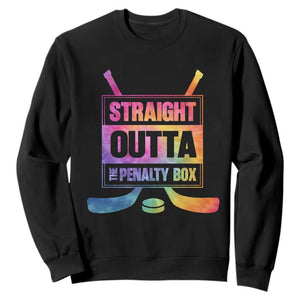 Straight Outta The Penalty Box Sweatshirt Tie Dye Effect Hockey Player Gift TS12 Black Print Your Wear