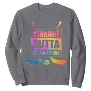 Straight Outta The Penalty Box Sweatshirt Tie Dye Effect Hockey Player Gift TS12 Charcoal Print Your Wear