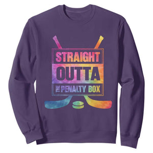 Straight Outta The Penalty Box Sweatshirt Tie Dye Effect Hockey Player Gift TS12 Purple Print Your Wear