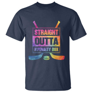 Straight Outta The Penalty Box T Shirt Tie Dye Effect Hockey Player Gift TS12 Navy Print Your Wear