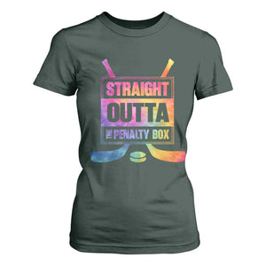 Straight Outta The Penalty Box T Shirt For Women Tie Dye Effect Hockey Player Gift TS12 Dark Forest Green Print Your Wear