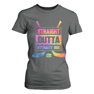 Straight Outta The Penalty Box T Shirt For Women Tie Dye Effect Hockey Player Gift TS12 Dark Heather Print Your Wear