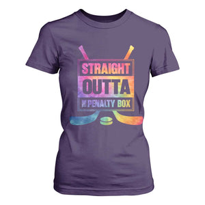 Straight Outta The Penalty Box T Shirt For Women Tie Dye Effect Hockey Player Gift TS12 Purple Print Your Wear