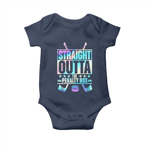 Straight Outta The Penalty Box Baby Onesie Iridescent Effect Hockey Player Gift TS12 Navy Print Your Wear