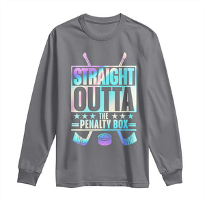 Straight Outta The Penalty Box Long Sleeve Shirt Iridescent Effect Hockey Player Gift TS12 Charcoal Print Your Wear