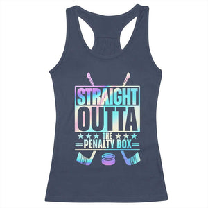 Straight Outta The Penalty Box Racerback Tank Top Iridescent Effect Hockey Player Gift TS12 Navy Print Your Wear