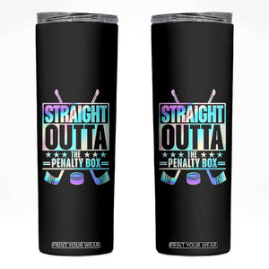 Straight Outta The Penalty Box Skinny Tumbler Iridescent Effect Hockey Player Gift TS12 Black Print Your Wear