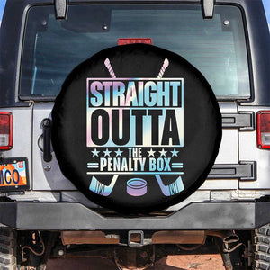 Straight Outta The Penalty Box Spare Tire Cover Iridescent Effect Hockey Player Gift TS12 No hole Black Print Your Wear
