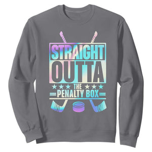 Straight Outta The Penalty Box Sweatshirt Iridescent Effect Hockey Player Gift TS12 Charcoal Print Your Wear