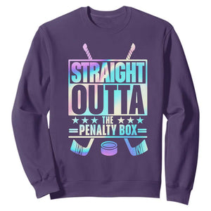 Straight Outta The Penalty Box Sweatshirt Iridescent Effect Hockey Player Gift TS12 Purple Print Your Wear