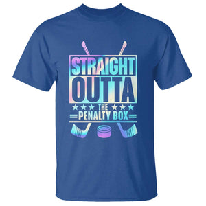Straight Outta The Penalty Box T Shirt Iridescent Effect Hockey Player Gift TS12 Royal Blue Print Your Wear