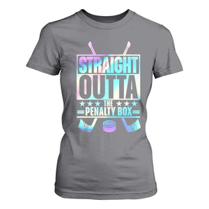 Straight Outta The Penalty Box T Shirt For Women Iridescent Effect Hockey Player Gift TS12 Charcoal Print Your Wear