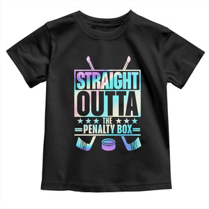Straight Outta The Penalty Box Toddler T Shirt Iridescent Effect Hockey Player Gift TS12 Black Print Your Wear