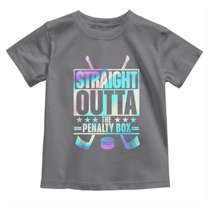 Straight Outta The Penalty Box Toddler T Shirt Iridescent Effect Hockey Player Gift TS12 Charcoal Print Your Wear
