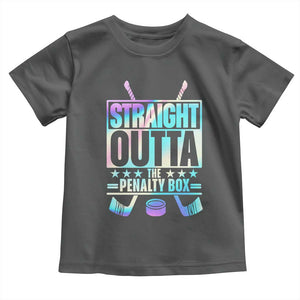 Straight Outta The Penalty Box Toddler T Shirt Iridescent Effect Hockey Player Gift TS12 Dark Heather Print Your Wear
