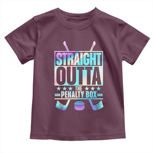 Straight Outta The Penalty Box Toddler T Shirt Iridescent Effect Hockey Player Gift TS12 Maroon Print Your Wear