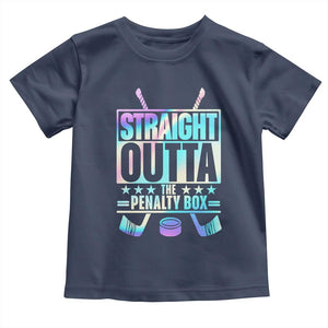 Straight Outta The Penalty Box Toddler T Shirt Iridescent Effect Hockey Player Gift TS12 Navy Print Your Wear