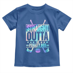 Straight Outta The Penalty Box Toddler T Shirt Iridescent Effect Hockey Player Gift TS12 Royal Blue Print Your Wear