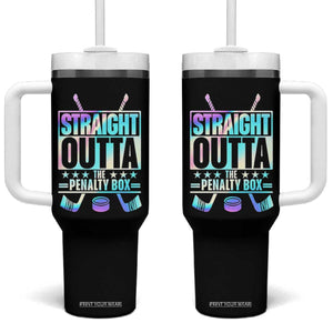 Straight Outta The Penalty Box Tumbler With Handle Iridescent Effect Hockey Player Gift TS12 One Size: 40 oz Black Print Your Wear