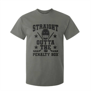 Straight Outta The Penalty Box T Shirt For Kid Funny Youth Ice Hockey Gift TS12 Military Green Print Your Wear