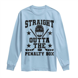 Straight Outta The Penalty Box Long Sleeve Shirt Funny Youth Ice Hockey Gift TS12 Light Blue Print Your Wear