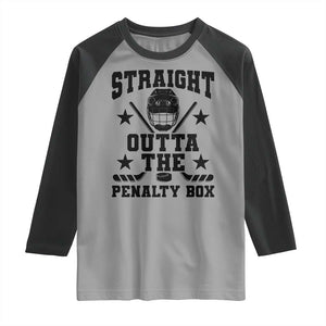 Straight Outta The Penalty Box Raglan Shirt Funny Youth Ice Hockey Gift TS12 Sport Gray Black Print Your Wear