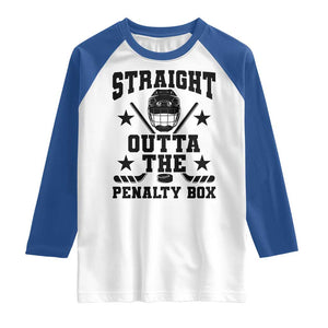 Straight Outta The Penalty Box Raglan Shirt Funny Youth Ice Hockey Gift TS12 White Royal Print Your Wear