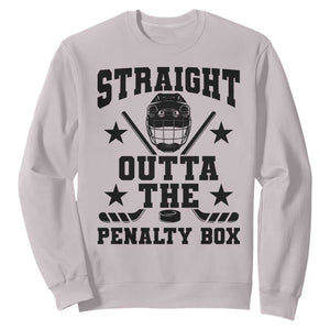 Straight Outta The Penalty Box Sweatshirt Funny Youth Ice Hockey Gift TS12 Ice Gray Print Your Wear