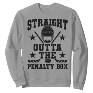 Straight Outta The Penalty Box Sweatshirt Funny Youth Ice Hockey Gift TS12 Sport Gray Print Your Wear