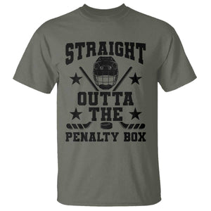 Straight Outta The Penalty Box T Shirt Funny Youth Ice Hockey Gift TS12 Military Green Print Your Wear