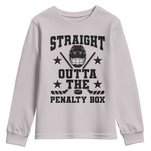 Straight Outta The Penalty Box Youth Sweatshirt Funny Youth Ice Hockey Gift TS12 Ice Gray Print Your Wear