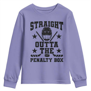 Straight Outta The Penalty Box Youth Sweatshirt Funny Youth Ice Hockey Gift TS12 Violet Print Your Wear