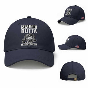 Straight Outta The Penalty Box Baseball Cap Funny Hockey Gift For Boys TS12 Baseball Cap Universal Fit Navy Print Your Wear