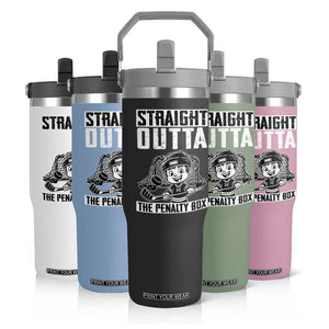 Straight Outta The Penalty Box Flip Straw Tumbler Funny Hockey Gift For Boys TS12 Print Your Wear