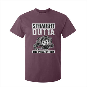 Straight Outta The Penalty Box T Shirt For Kid Funny Hockey Gift For Boys TS12 Maroon Print Your Wear