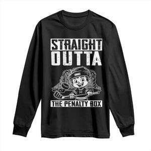 Straight Outta The Penalty Box Long Sleeve Shirt Funny Hockey Gift For Boys TS12 Black Print Your Wear