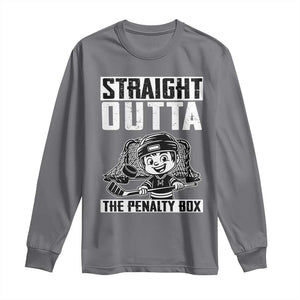 Straight Outta The Penalty Box Long Sleeve Shirt Funny Hockey Gift For Boys TS12 Charcoal Print Your Wear