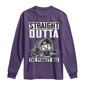 Straight Outta The Penalty Box Long Sleeve Shirt Funny Hockey Gift For Boys TS12 Purple Print Your Wear